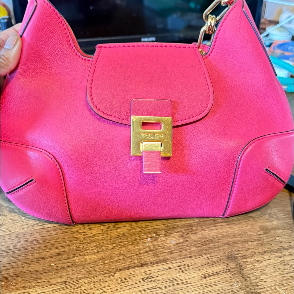 Michael Kors Pink Leather Shoulder Bag needs light cleaning